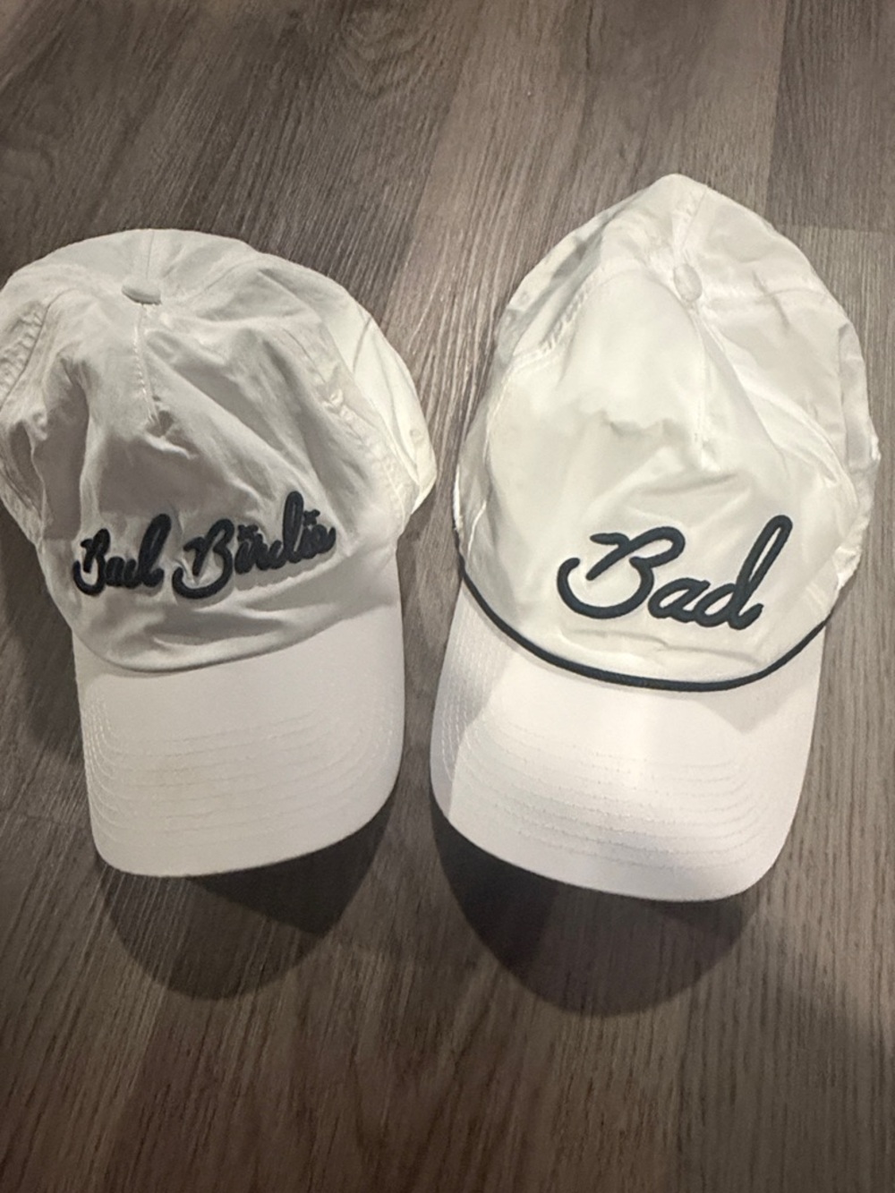 2!! Bad Birdie White Baseball Cap with Black Script
